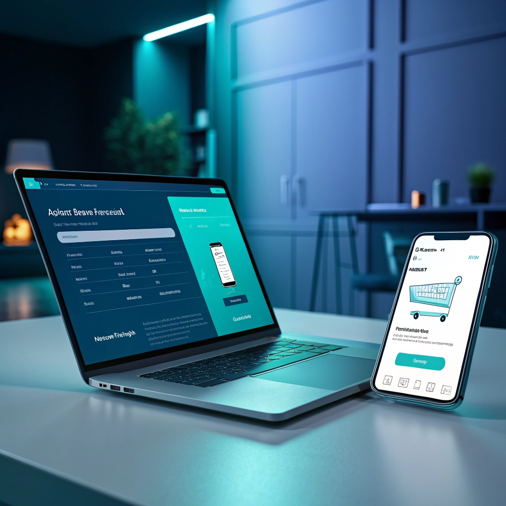 Online store checkout on a laptop and phone during a busy sale