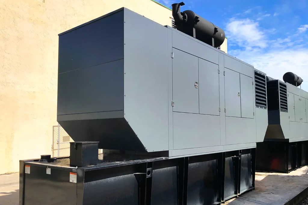 Enclosed backup diesel generators outside a data center